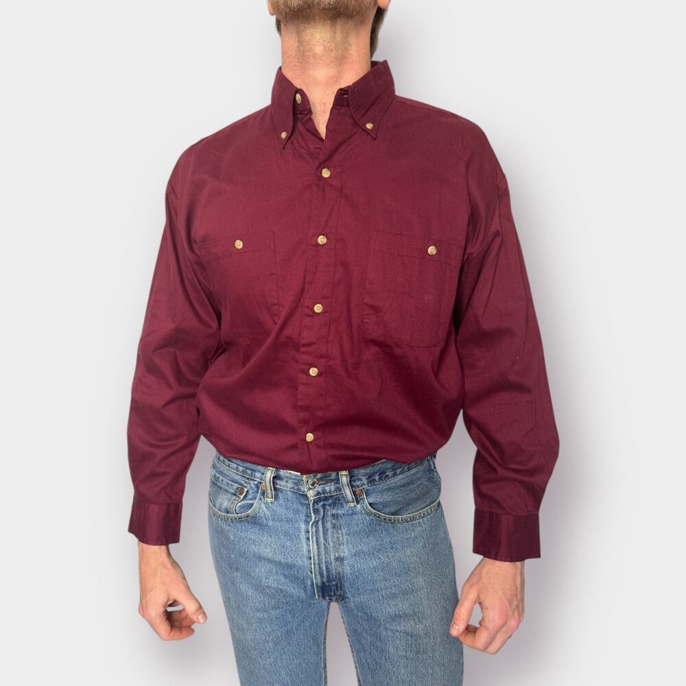 Y2K Basic Utilities Maroon Button Down